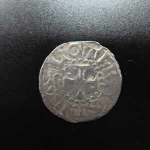 Silver denarius from Lothaire XF+ minted in Bourges between 954 and 986 A.D.