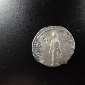 Silver denarius from Faustina the young XF minted in Rome between 156 and 157 A.D.