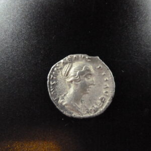 Silver denarius from Faustina the young XF minted in Rome between 156 and 157 A.D.