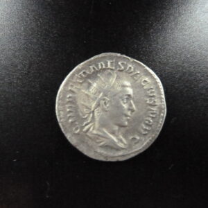 Silver denarius from Herennius Etruscus AU minted in Rome in 250 A.D.