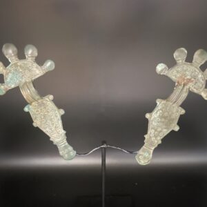 Double identical pair of bronze Ostrogoth fibulas dating from the 6th century